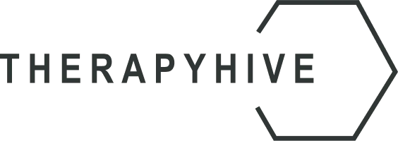 TherapyHive logo: the word THERAPYHIVE beside an outlined hexagon.